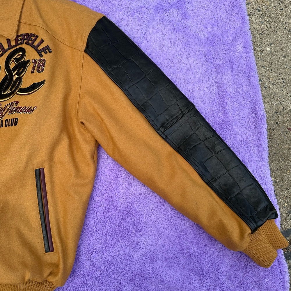 Pelle Pelle Men's Yellow Soda Club Bomber Varsity Jacket - Picture 11 of 14